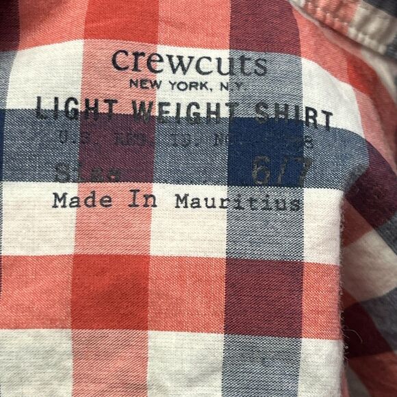J Crew Shirt Boys Small 6/7 Long Sleeve Button Up Gingham Plaid Red White Blue - Picture 5 of 8